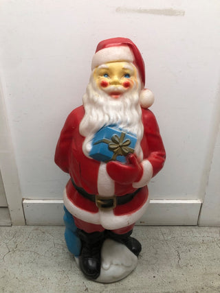 Santa with Blue Present Blowmold