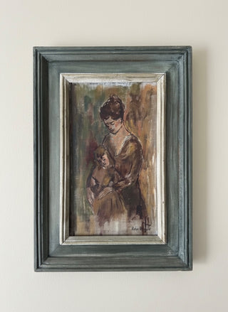 Original Signed Mother & Child Oil Painting (13.5"W 19"H) - TGL#164