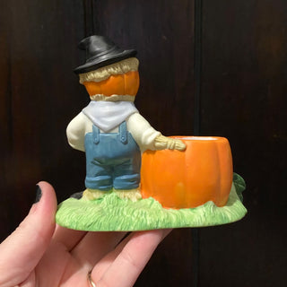 Vintage Pumpkin Time Ceramic Halloween Candle Holder