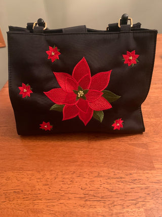 Tianni purse w/ embroidered poinsettia