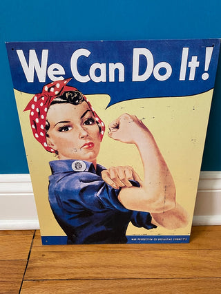 Vintage Rosie the Riveter repro metal poster 12x16”