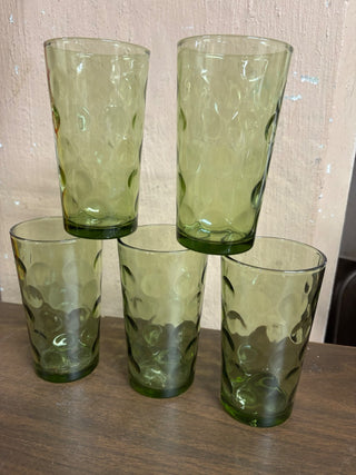 Vintage Green Circles Glassware (set5) #616