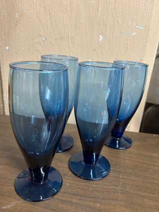 Vintage Cobalt Pedestal Glasses (set4)   #397