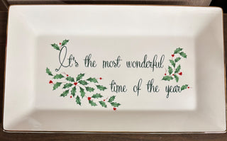 Vintage Lenox Holiday Christmas Sentiment Platter porcelain with 24-karat gold accents #617