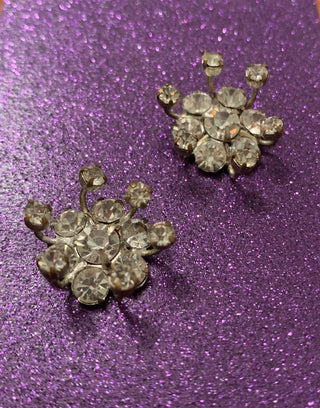 Vtg Rhinestone clip on earrings-gt