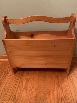 Knotty pine magazine holder