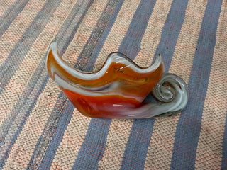 Orange Swirl Glass Candy Dish
