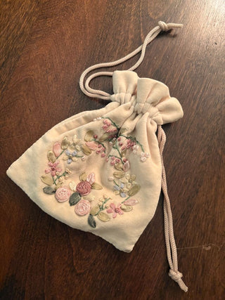 embroidered velvet pouch