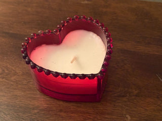 candle in glass heart