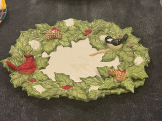 Vintage Cracker Barrel "Winter Birds" ceramic platter