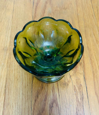 Vintage Anchor Hocking Green Glass Dish 4" X 4" X 5"