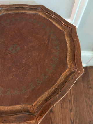 Wooden Piecrust Edge Tripod Table 13WX13DX20H