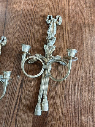 Brass Bow & Tassel Double Arm Wall Sconce