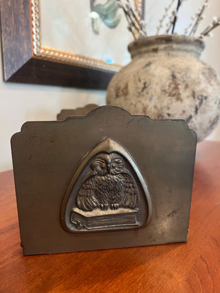Vintage, Brass Expandable Bookend with Owl Motif