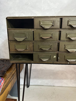 35WX17DX31H Lyon Industrial Card Catalog Table w/ Hairpin Legs