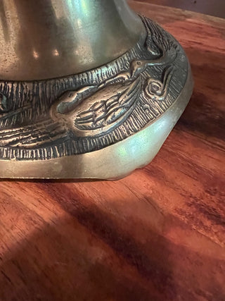 Antique, Brass Punch Bowl Set with Eight Mugs and Ladle