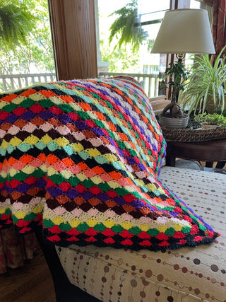 Handmade Multi-Colored Crocheted Blanket