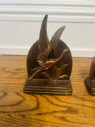 Art Deco Bookends Flying Crane 6 3/4" X 4 5/8" X 2 1/8"  (set of 2)