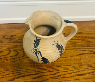 Vintage Haeger Stoneware Pitcher Hand Painted 10.5" X 8.5"