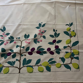 Vtg Espalier Fruit Tree Tablecloth 51 x 60