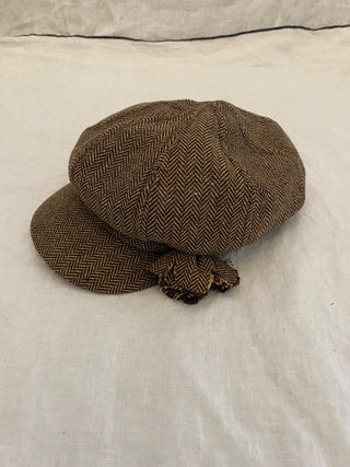 Brown fabric flower hat