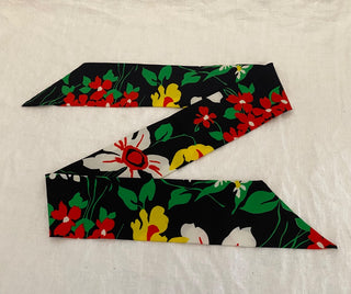 Vintage black floral scarf 5:x30”