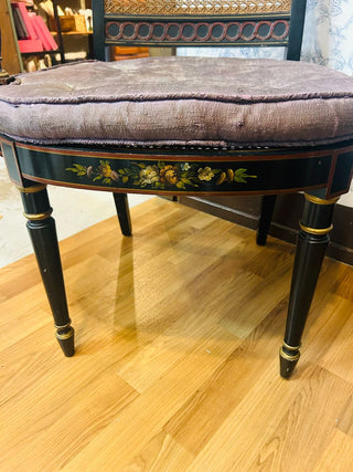 Antique English Regency Black Cane Chair Hand Painted 34" X 22" X 34"