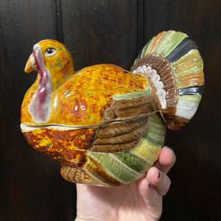 Vintage 1970 Ceramic Turkey Lidded Dish