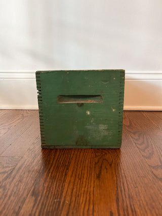 Green-Painted Wooden Box w/ Hand Holds
