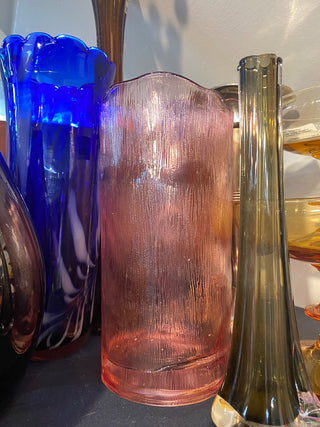 Pink Ice Print Glass Vase