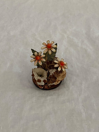 Vintage Frank Mosse coral rock & enameled metal sculpture 2.25”x3.25”