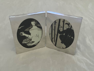 Vintage double ovals chrome picture frames 3”x 4.25” opening