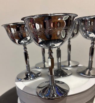 Vintage Art Deco Chrome Champagne Coupes (qty6) #649