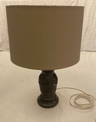 Vintage ceramic table lamp with linen shade 4.5”x19”