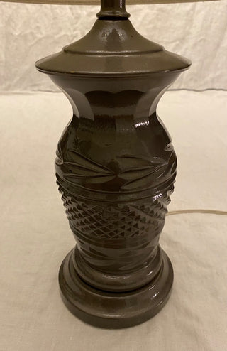 Vintage ceramic table lamp with linen shade 4.5”x19”