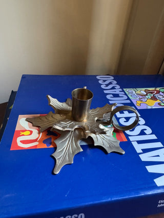 Vintage,brass Holy leaf candle holder