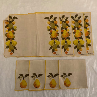 Vintage Luther Travis linen placemats & napkins (set of 8) 12”x15.5”  15”x15”