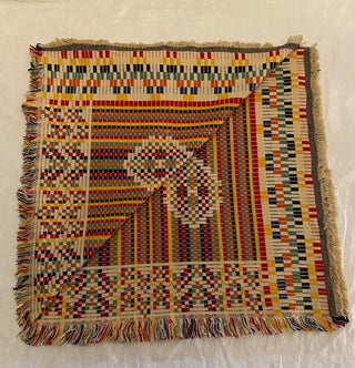 Vintage woven table cloth 46”x46”