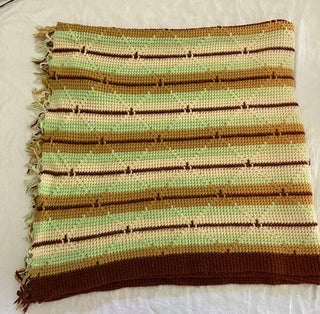 Vintage hand knit afghan 52”x56”