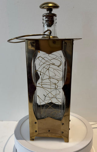 Vintage Mid Century Modern Lantern Style musical decanter 11” tall #657