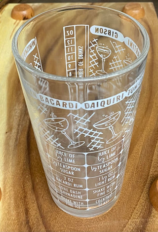 Vintage glass cocktail recipe mixing glass