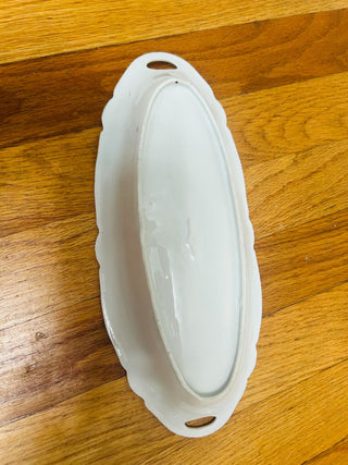 Vintage Hand Painted Oval Dish With Poppies 11" X 5"