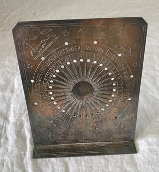 Vintage metal zodiac candle screen 2x4x5”
