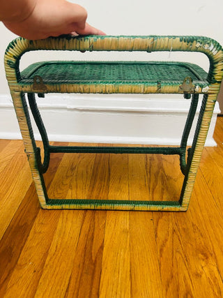 Green Wicker Hanging Shelf 14 1/2" X 15"