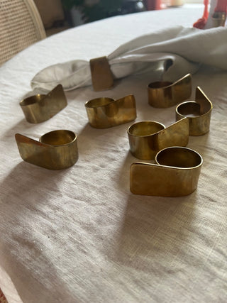 Vintage Modern Brass Napkin Rings. Set of 6