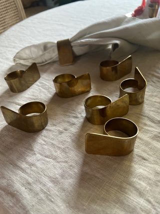 Vintage Modern Brass Napkin Rings. Set of 6