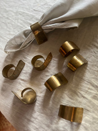 Vintage Modern Brass Napkin Rings. Set of 6