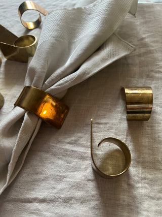 Vintage Modern Brass Napkin Rings. Set of 6