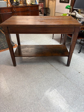 Antique Oak 2 Tier Library Table