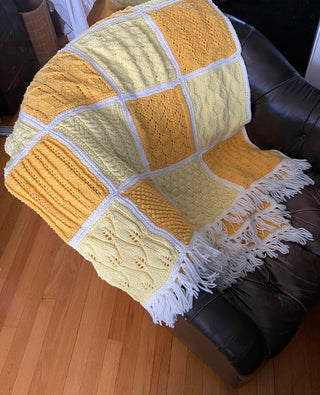 Vintage stitch sampler afghan 64x84”
